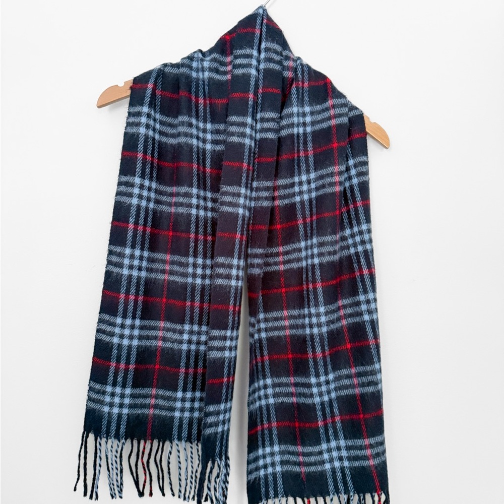Frangi Navy Blue, Light Blue and Red plaid scarf